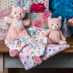 Mary Meyer Putty Kitty Lovey weighted bum adds floppy, comforting hold.