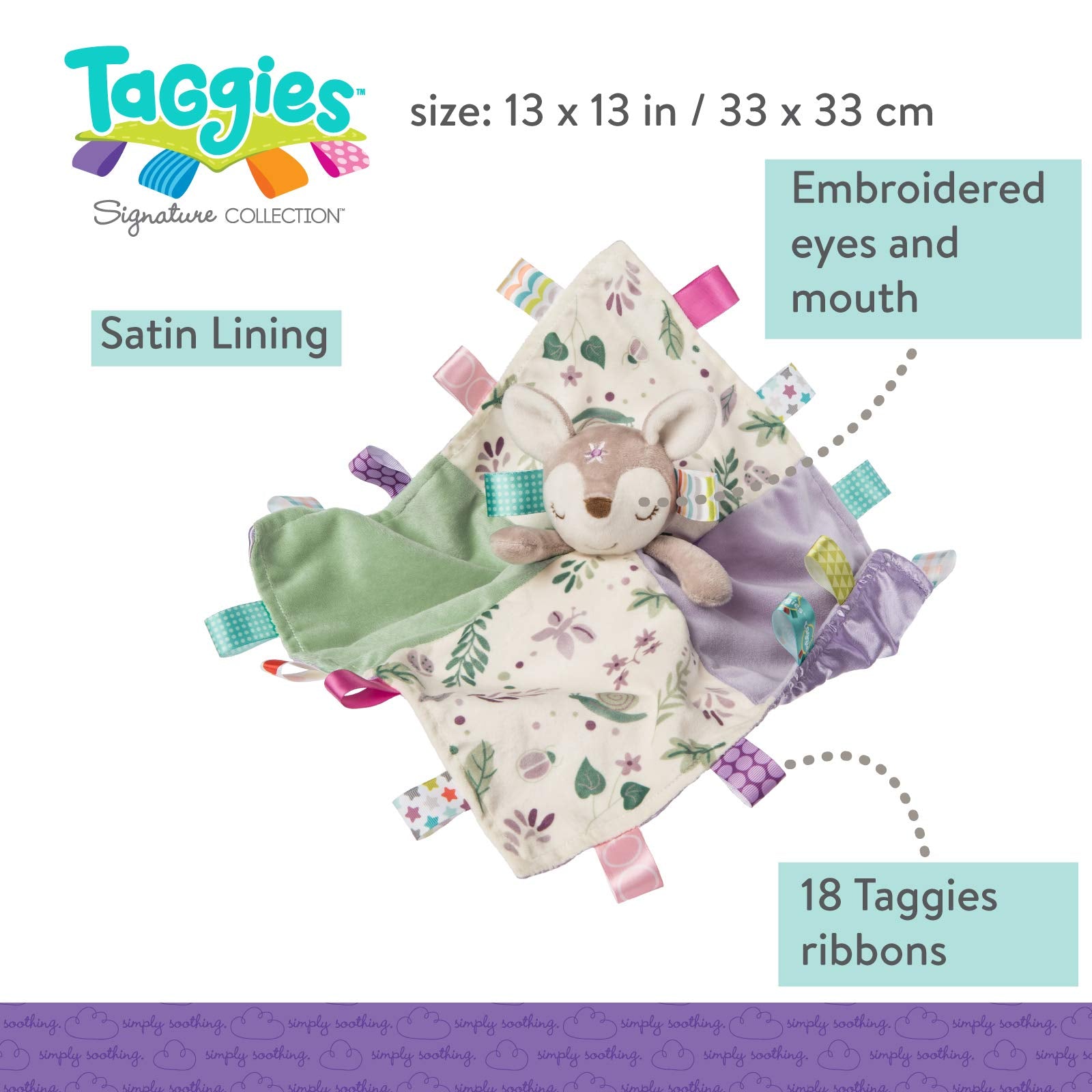 Flora Fawn with embroidered sleepy eyes for calming visuals.