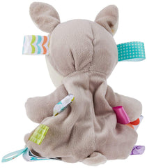Satin tags on Flora Fawn Lovey stimulate baby's tactile exploration.