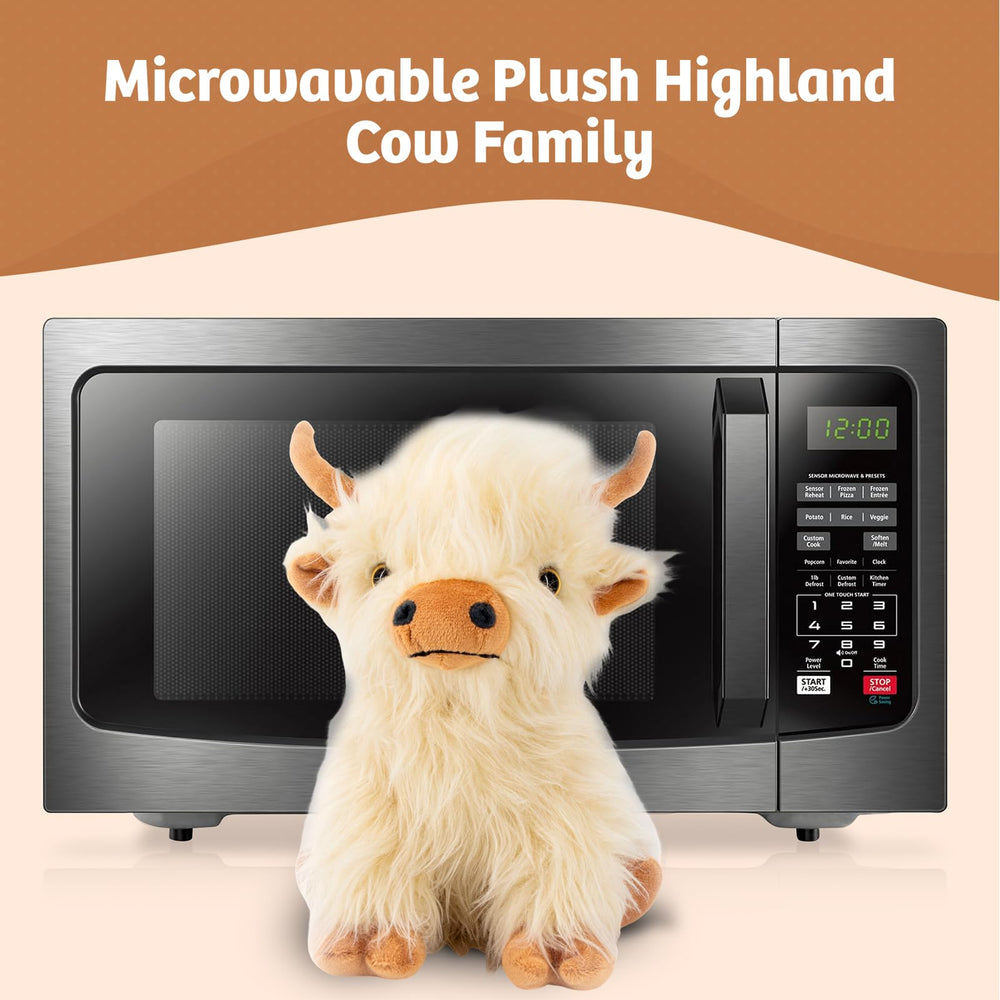 Marysun Highland Cow plush care guide for safe microwave use.