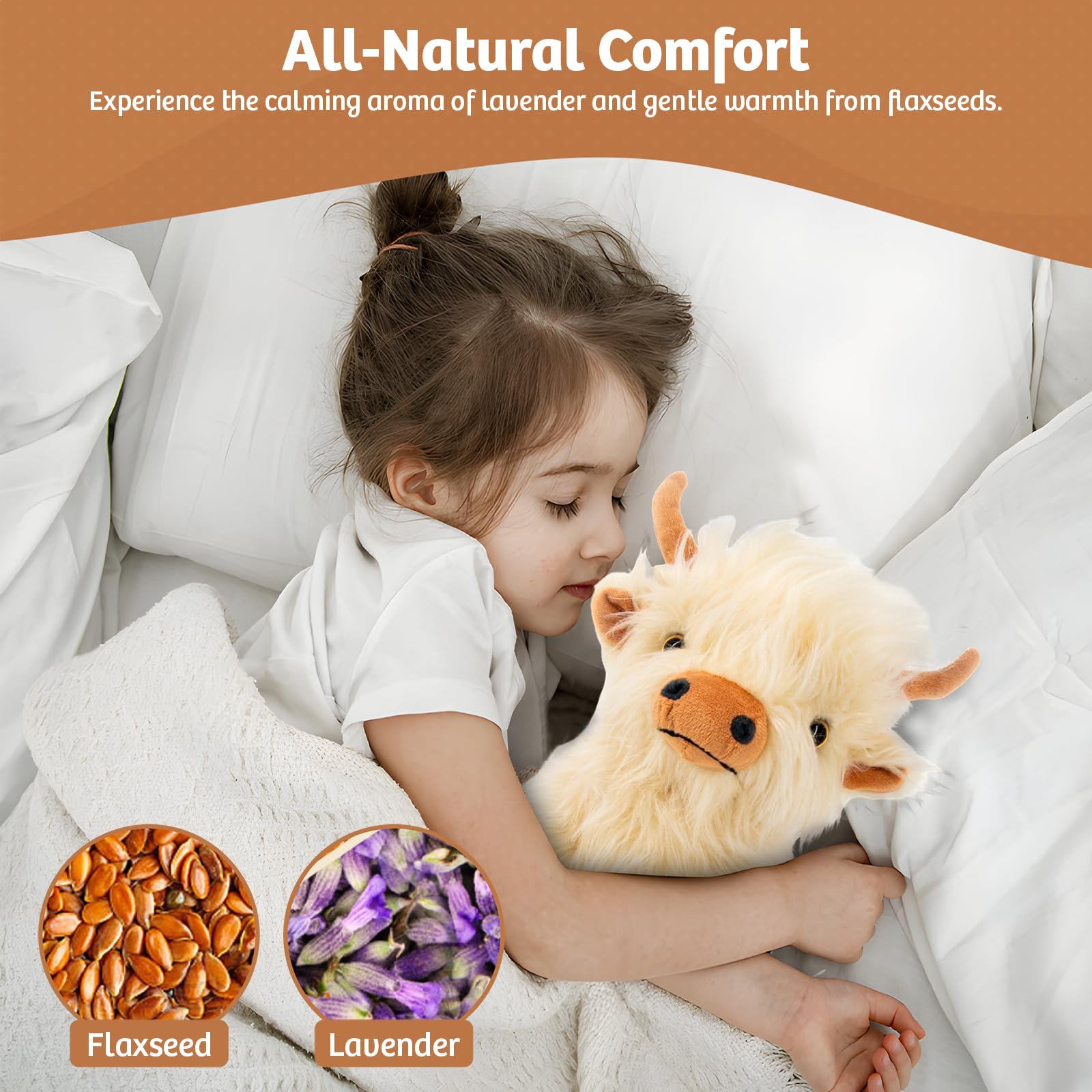 Marysun Highland Cow plush soft fluffy material for comforting hugs.