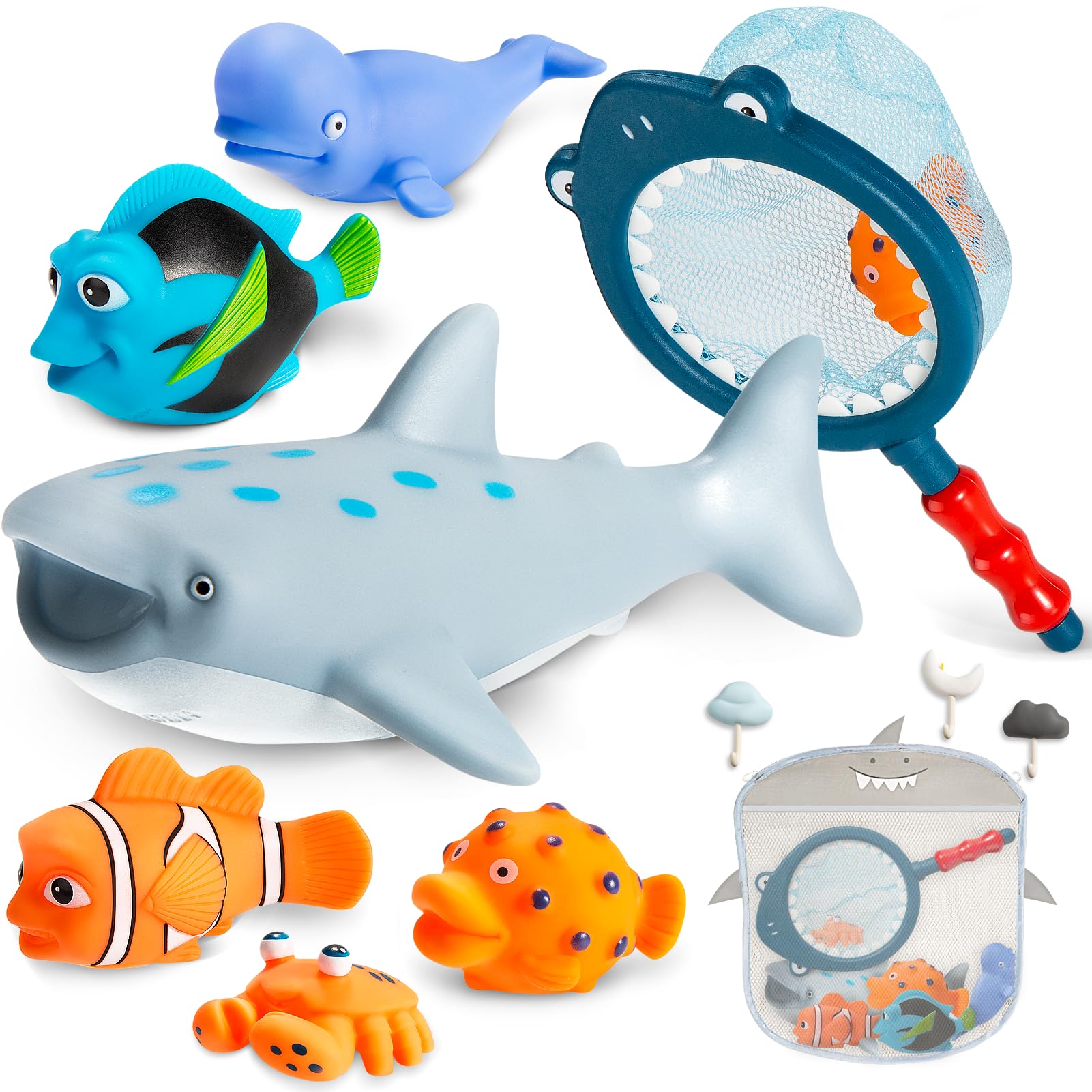 Masagotti no-hole bath toy shark floats smoothly for engaging bath time