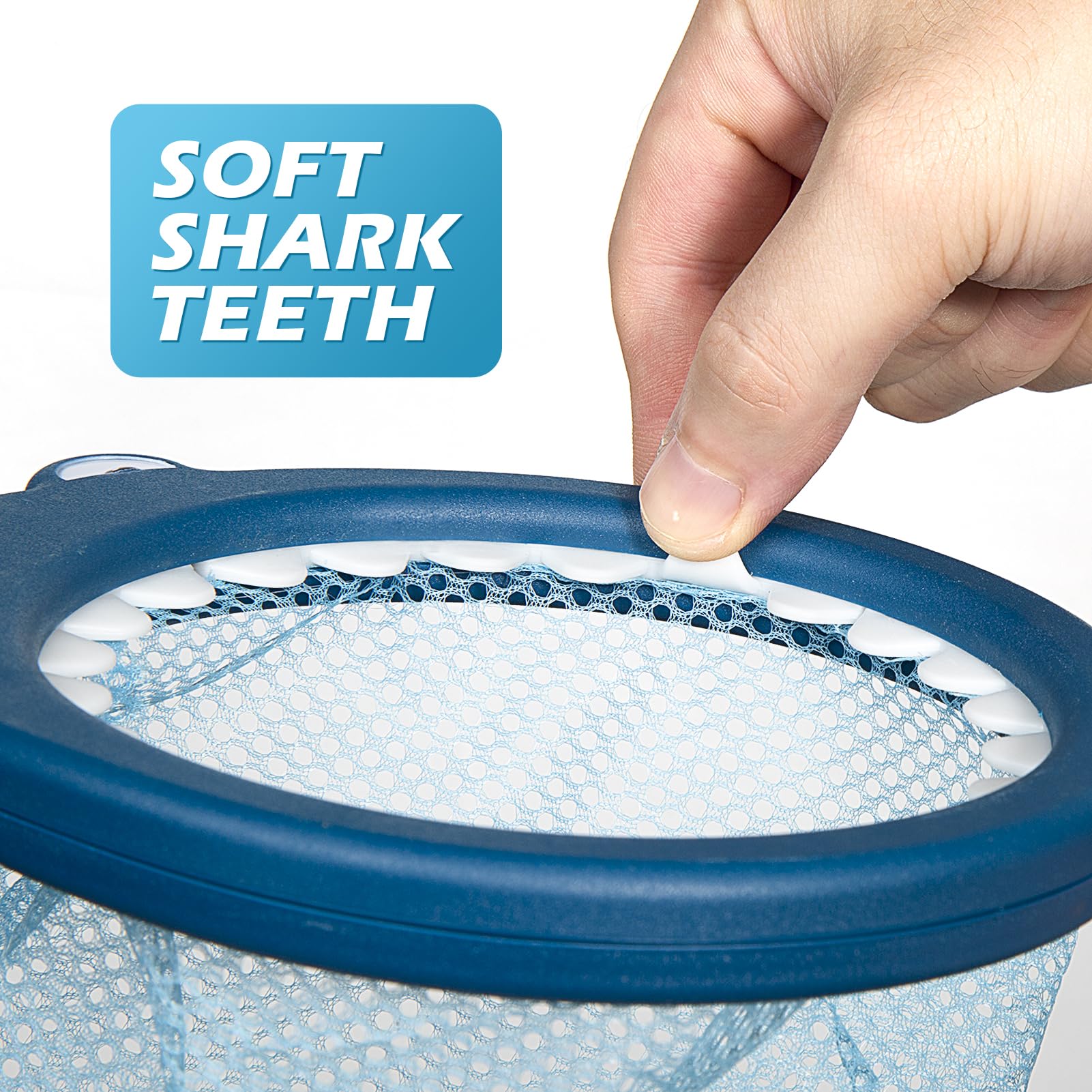 Masagotti shark-net with suction hooks keeps bath toys organized