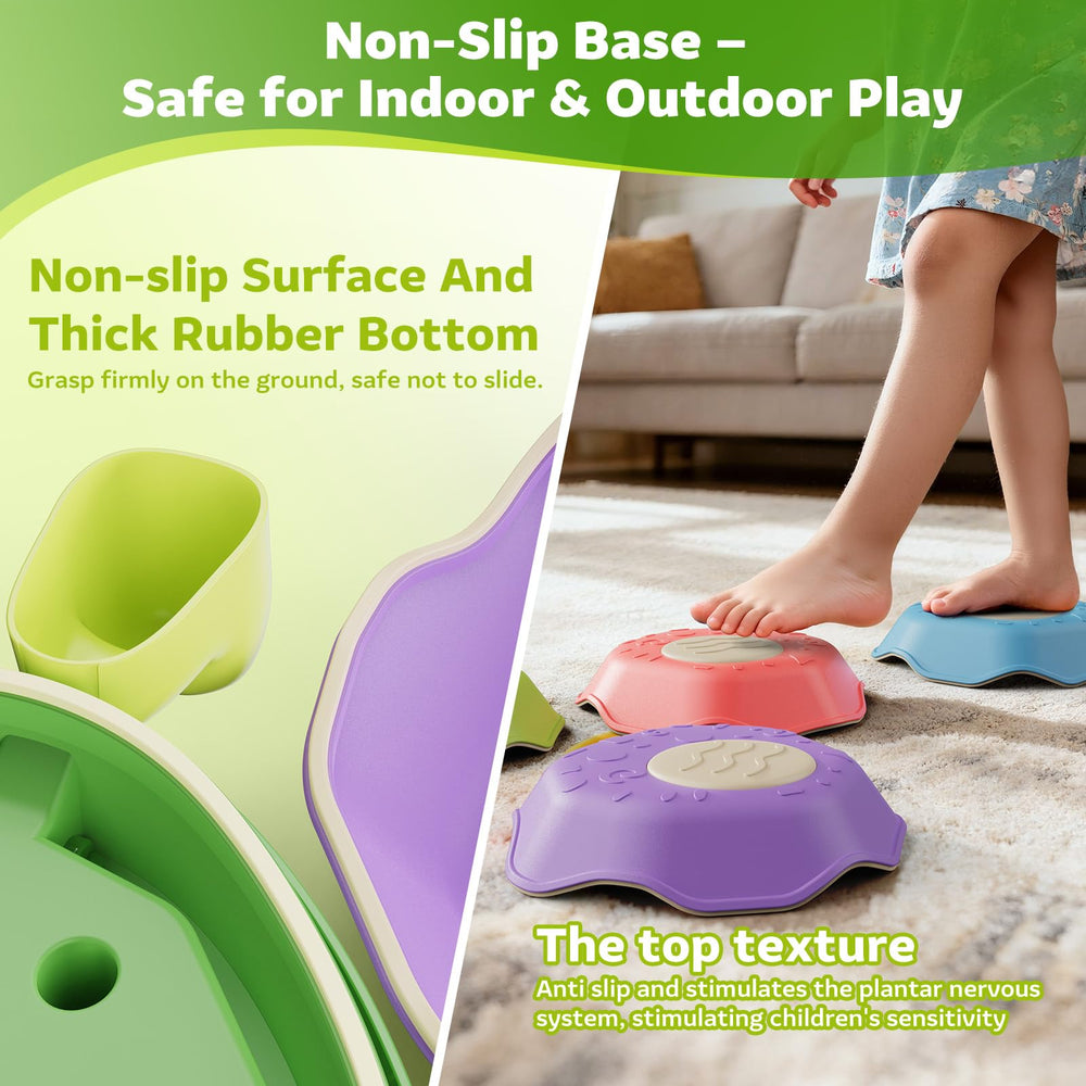 Masagotti stepping stones are durable plastic for long-lasting kid-safe use.