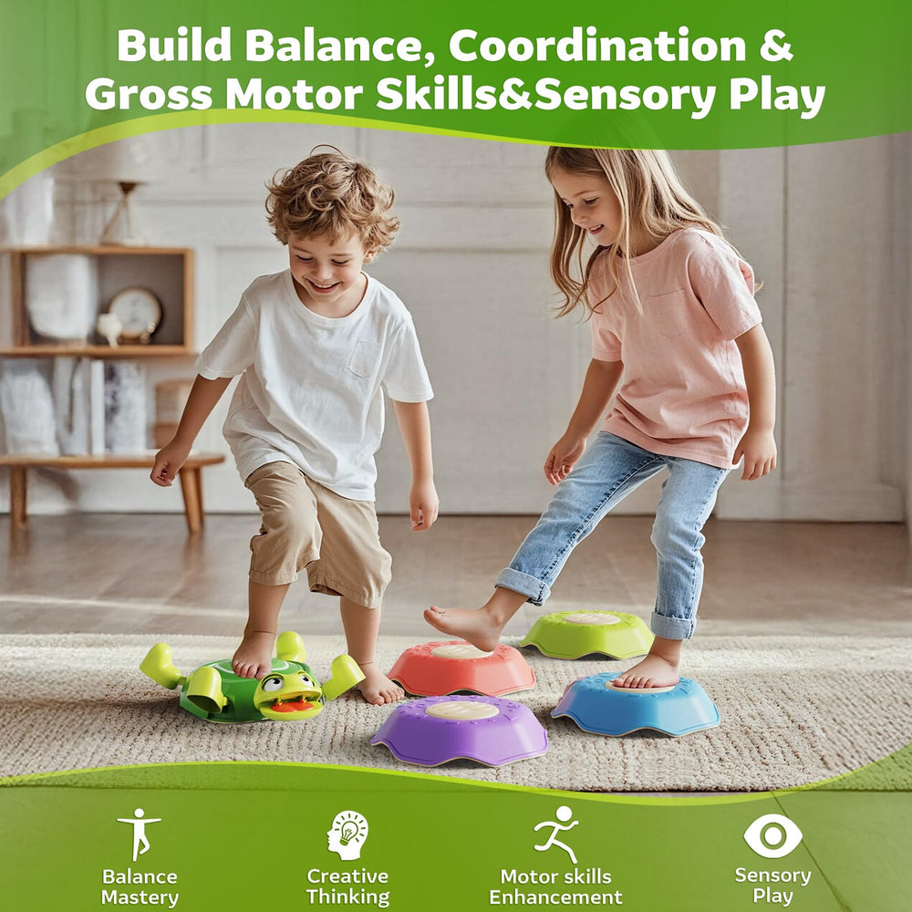 Masagotti stepping stones support indoor and outdoor play for better coordination.