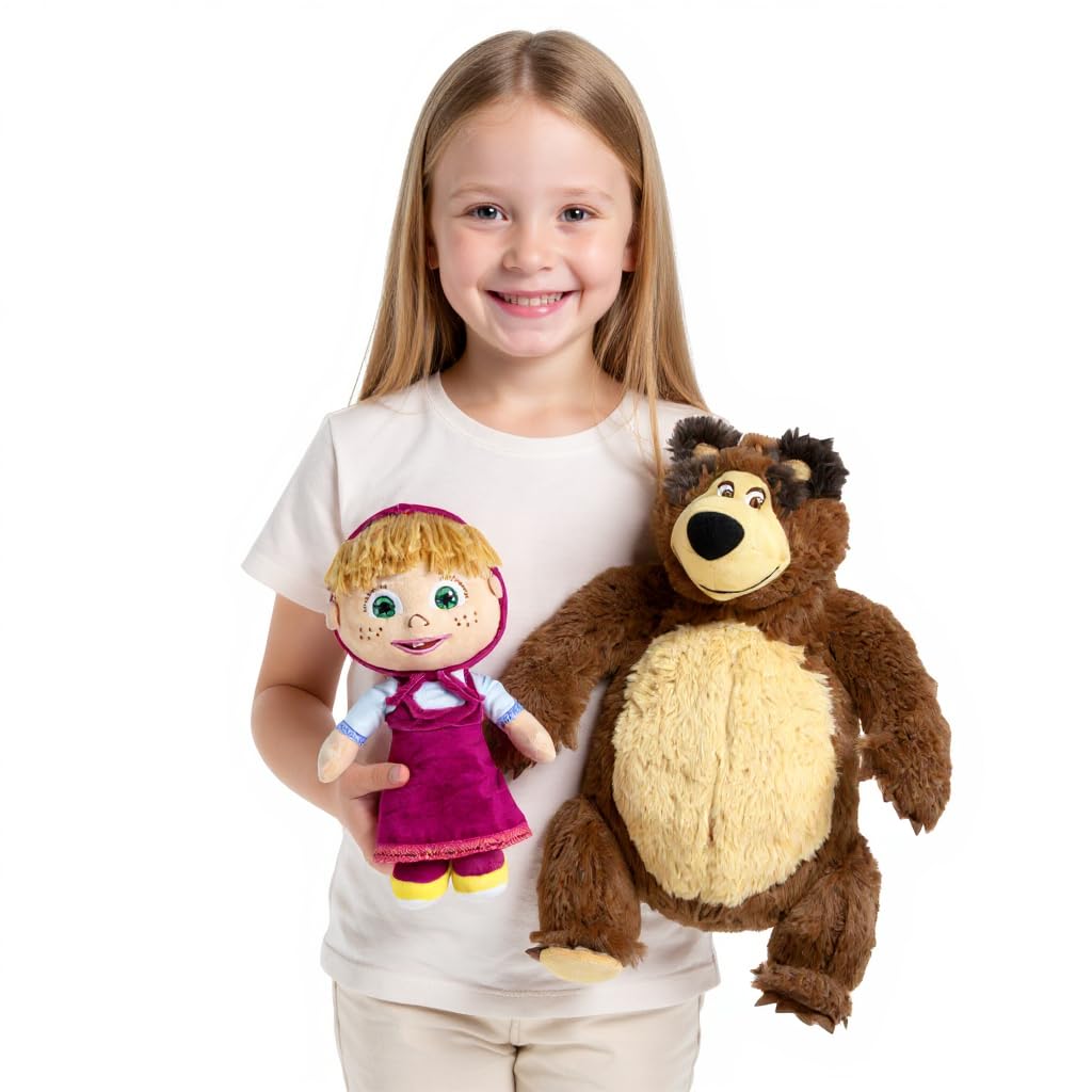 Masha 10-inch plush close-up, ultra-soft fabric ideal for cuddling.