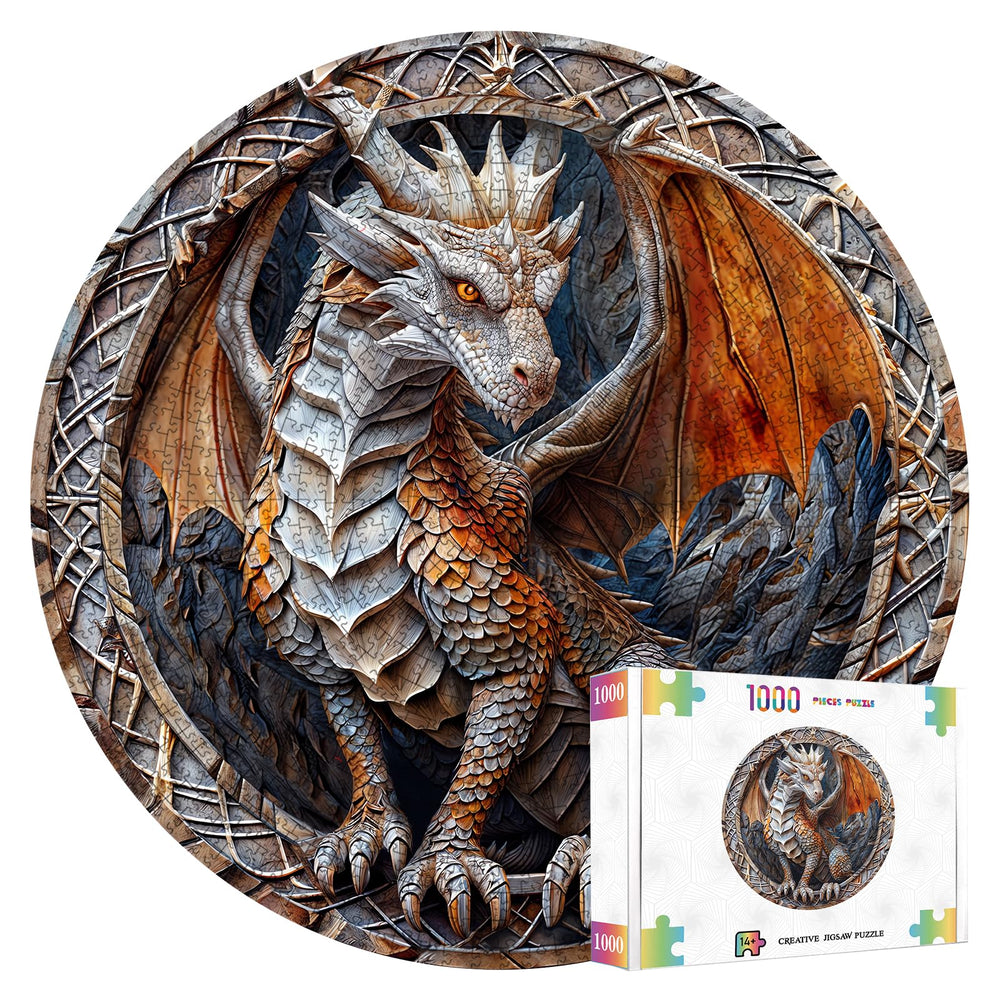 Masseruon dragon round puzzle 1000-piece for a challenging solving session.