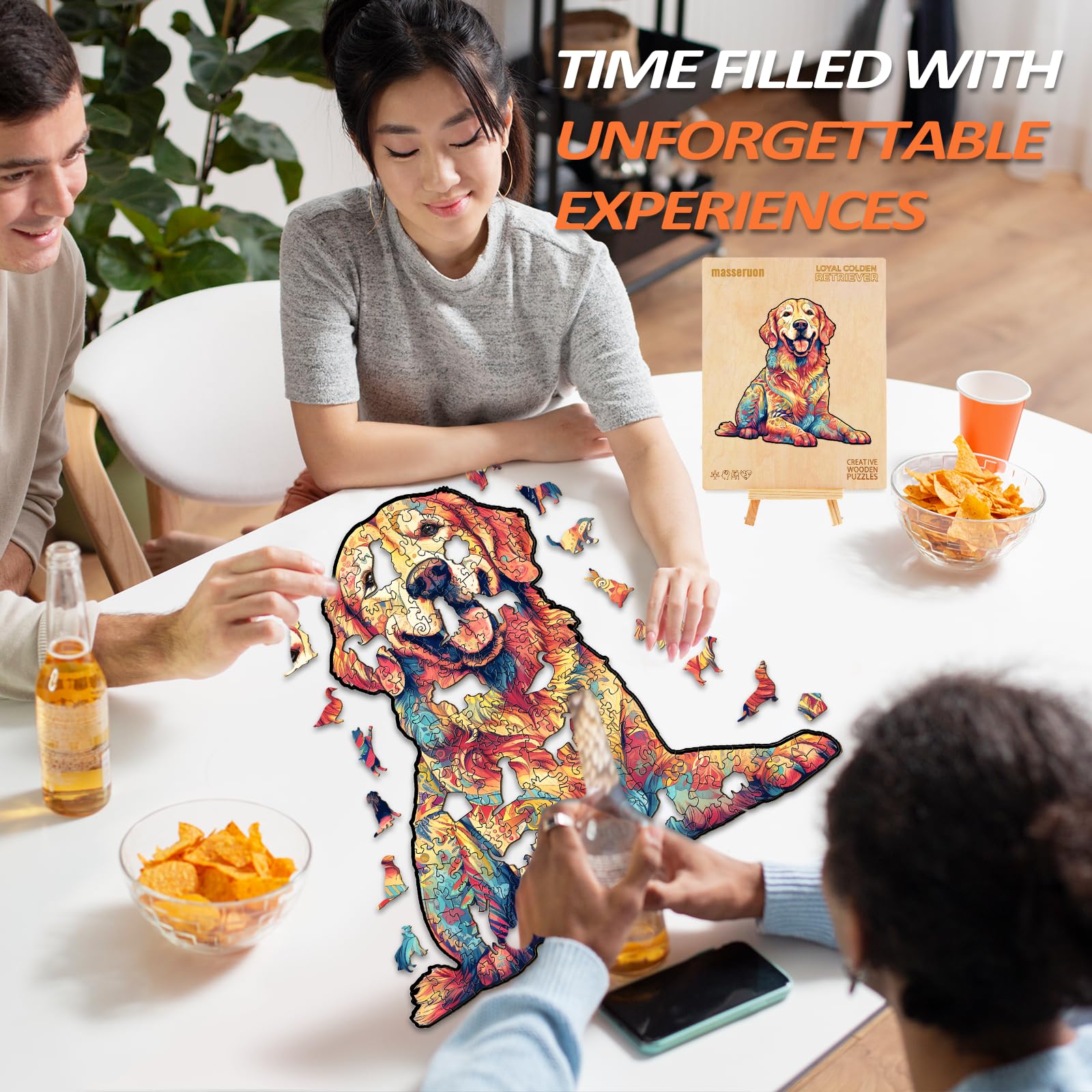 Massersuon wooden frame-ready puzzle box supports easy display after completion