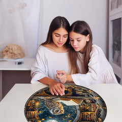 masseruon Moonlit Owl puzzle close-up pieces show precise cuts for snug fits.