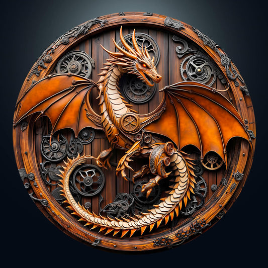 Masseruon round dragon puzzle box front view, premium packaging for gifting.