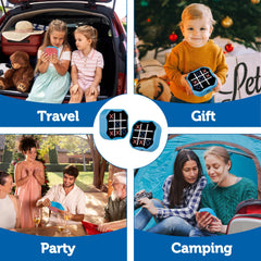 MASSRT 3 in 1 Tic Tac Toe blue compact LED-lit display, screen-free fun.