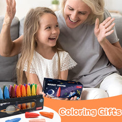 MASSRT Space Crayons 24-color box for vibrant art play