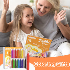 MASSRT crayons held easily by toddlers, ergonomic grip for more confident coloring.