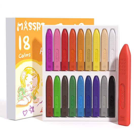 MASSRT Triangle Jumbo Crayons in packaging box, durable and kid-friendly for busy art sessions.