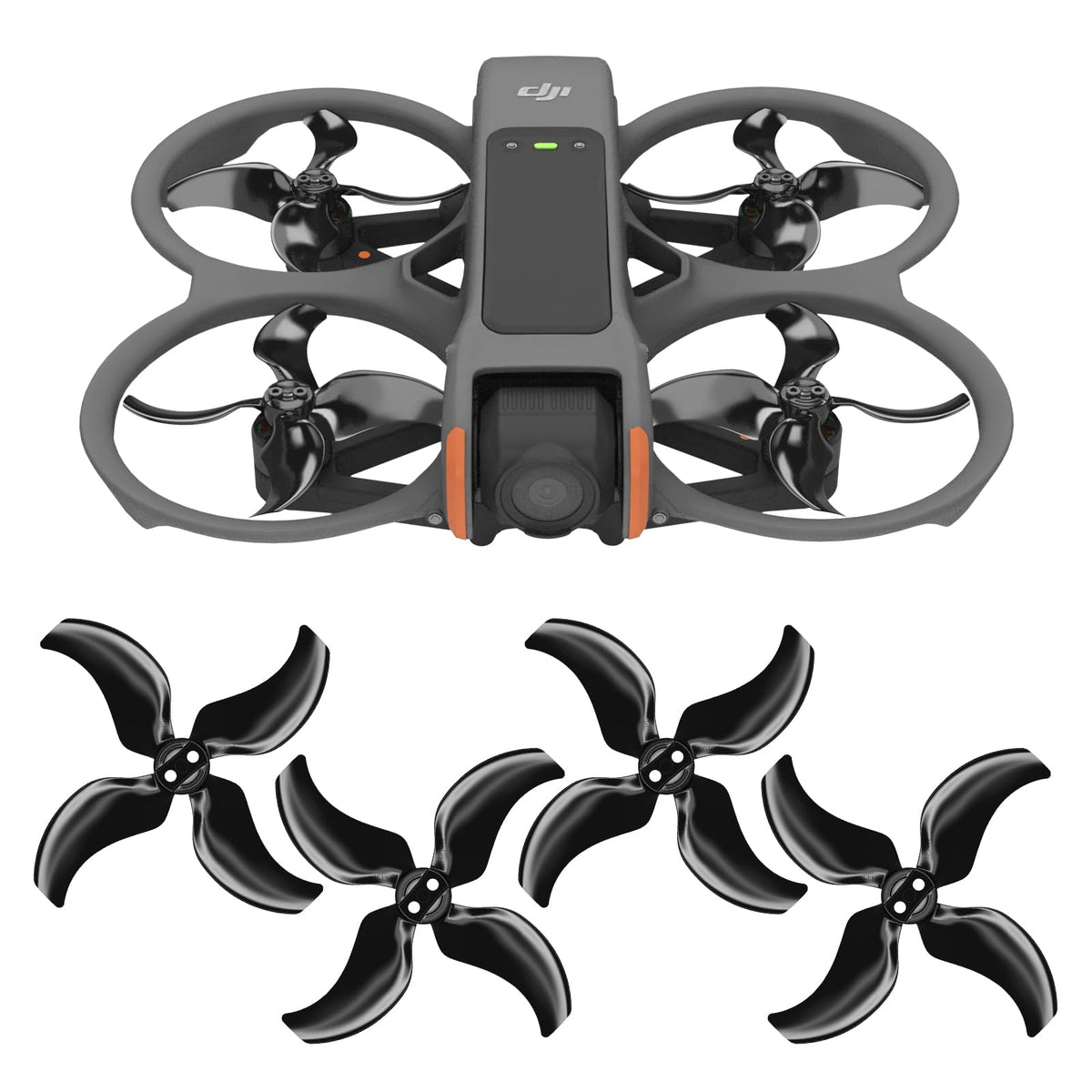 Master Airscrew Stealth propellers for DJI Avata 2, front view, quieter operation and quicker response.