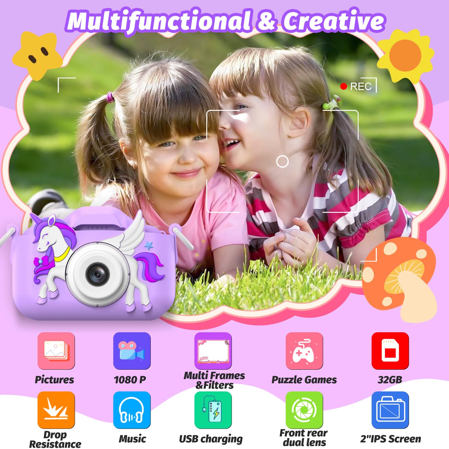 Masterbee Kids Camera back screen for easy viewing and sharing