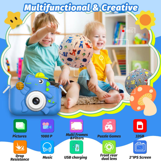 Masterbee kids camera toy dual-lens setup enables simple selfie moments for young photographers.