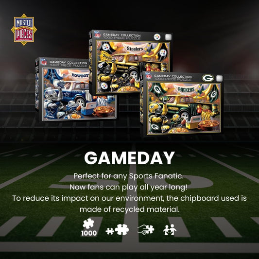 MasterPieces 49ers puzzle pieces spread, inviting hands-on assembly and weekend entertainment
