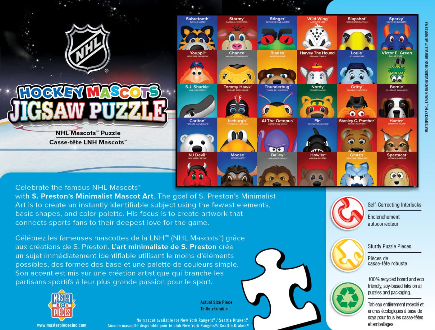 MasterPieces 100pc puzzle pieces closeup, sturdy pieces for smooth assembly and durability