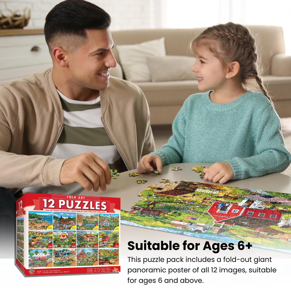 MasterPieces 12-pack animal puzzles 300pc engaging portraits for evenings