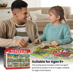 MasterPieces 12-pack animal puzzles 300pc engaging portraits for evenings