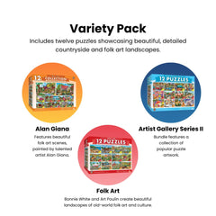 MasterPieces 12-pack landscape puzzles 500pc bundle for focused concentration