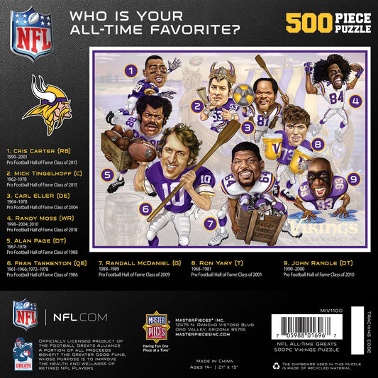 MasterPieces Vikings caricatures puzzle, bold colors for engaging solo or group play.