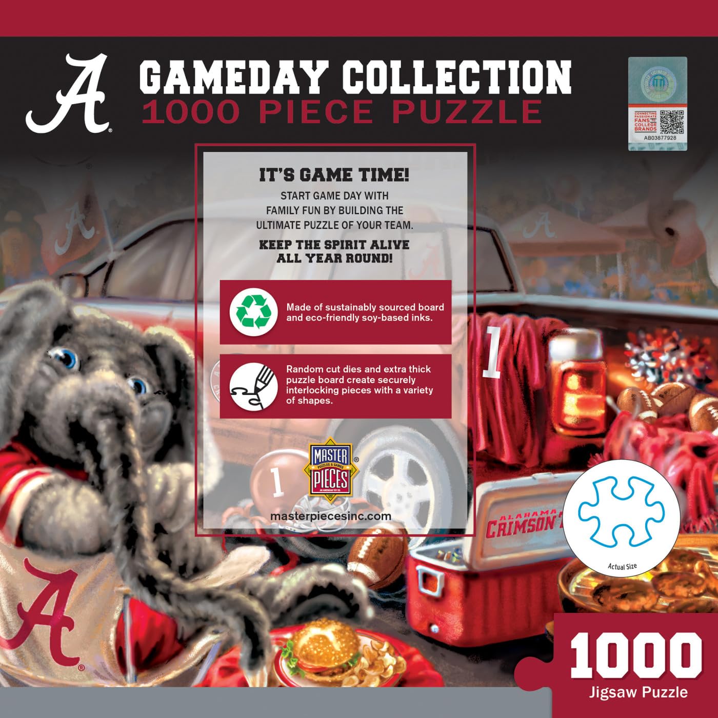 Masterpieces Alabama Crimson Tide Gameday puzzle completed, ready for display and fan-worthy brag moments.