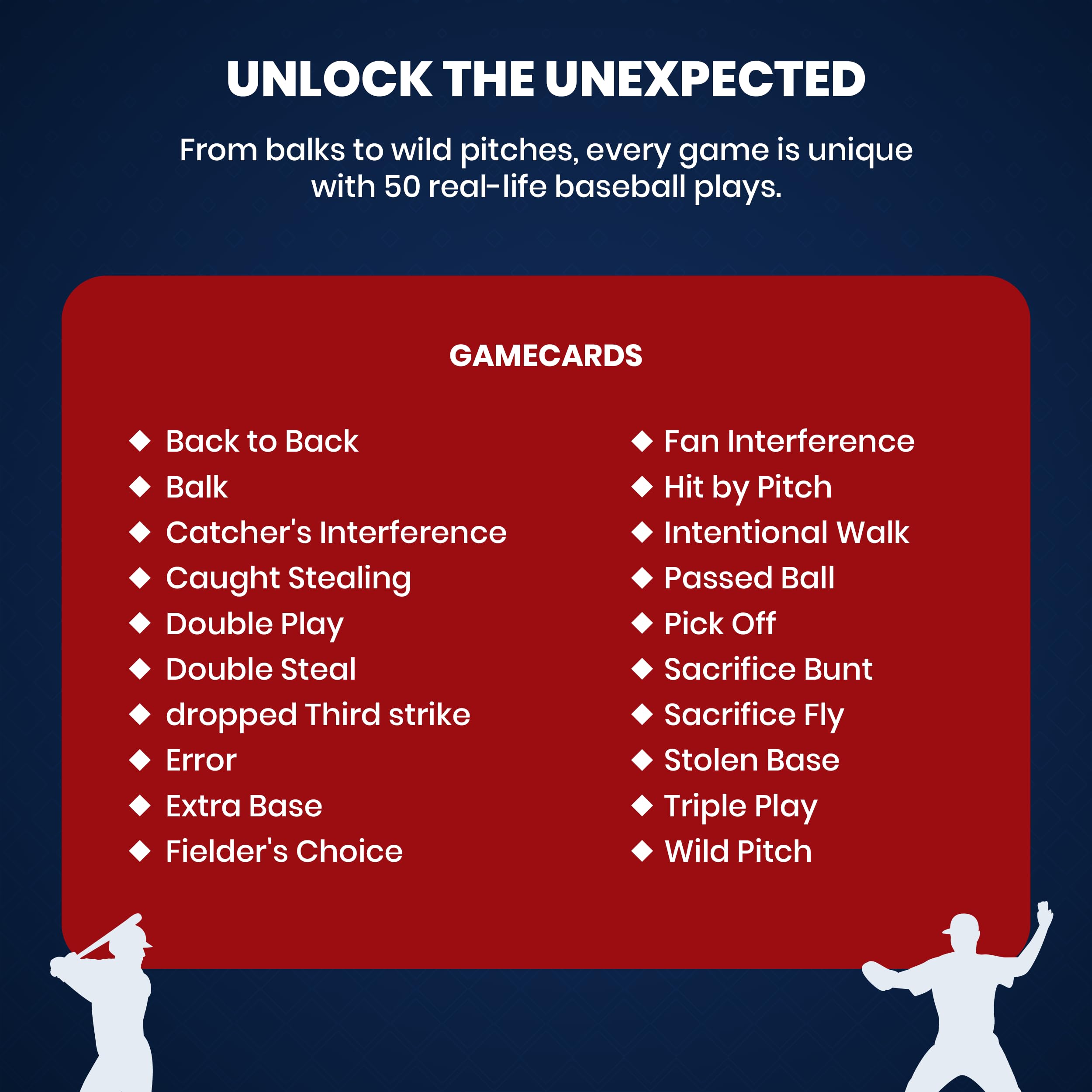 Illustrated double plays card from MasterPieces baseball board game enhances strategy