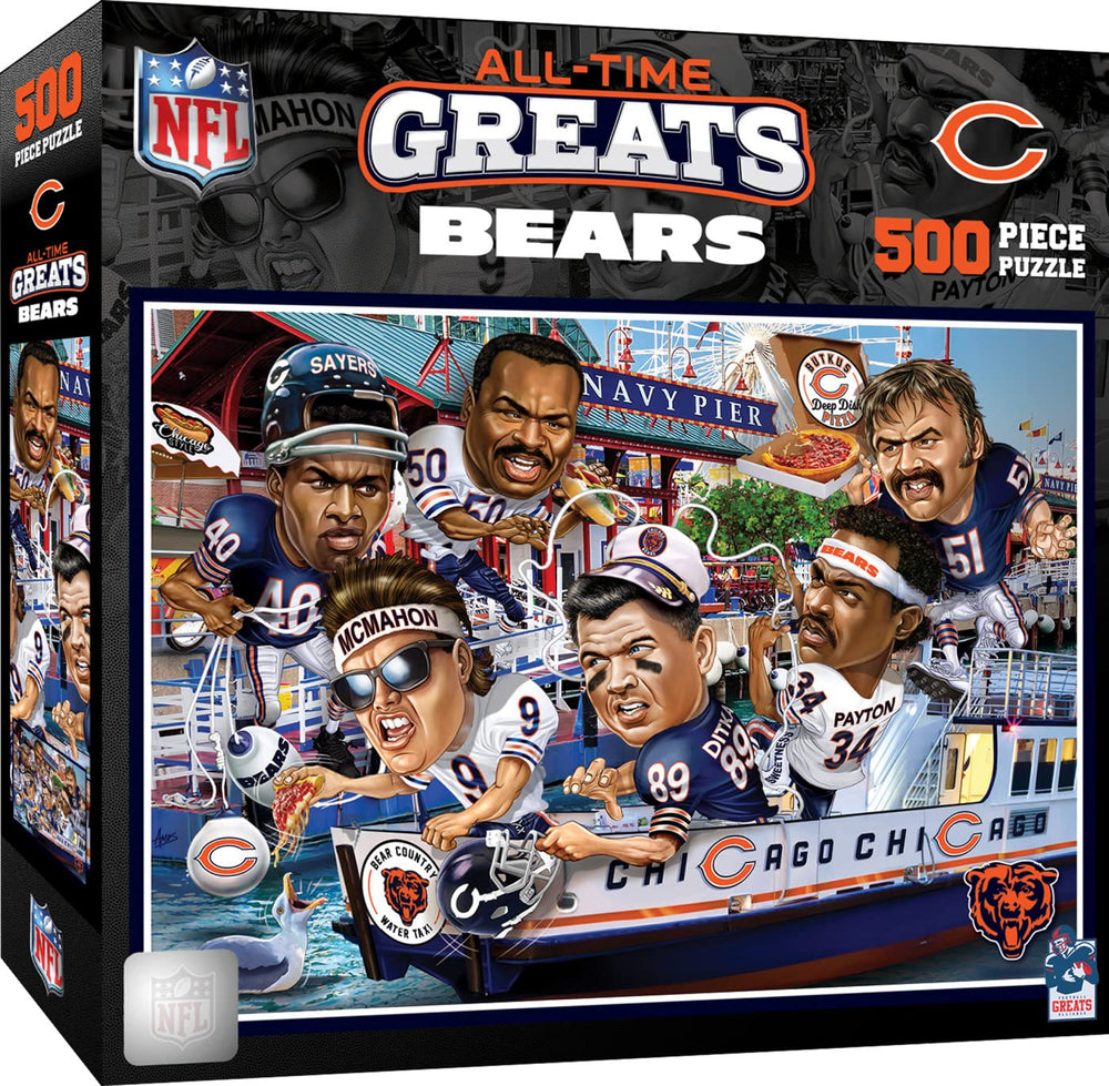 Masterpieces Chicago Bears all-time greats puzzle box front for Bears fans