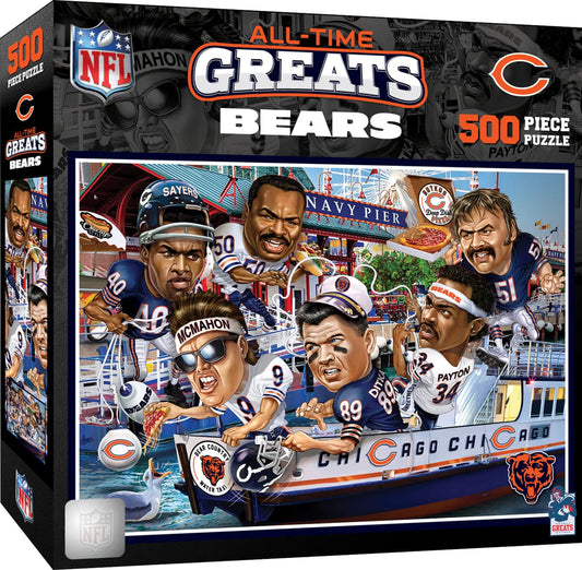 Masterpieces Chicago Bears all-time greats puzzle box front for Bears fans