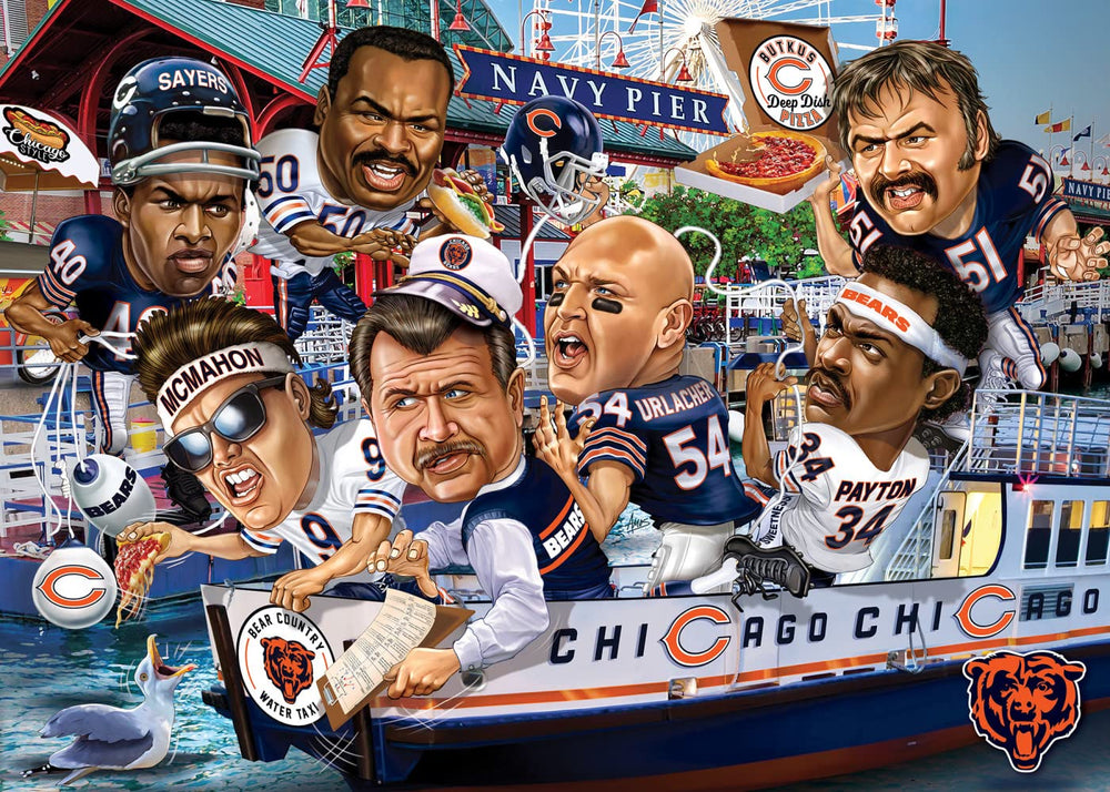 Masterpieces Chicago Bears player portraits puzzle featuring legendary Bears players, perfect for collectors