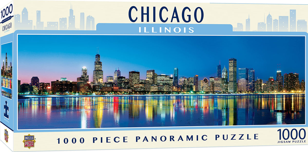 MasterPieces Chicago Puzzle featuring Willis Tower for immersive skyline challenge.
