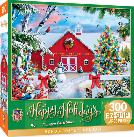 MasterPieces Christmas barn lights puzzle image for family puzzle night.