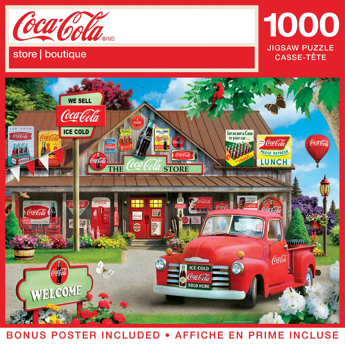 Masterpieces Coca-Cola Store 1000-piece puzzle box, ideal for family night