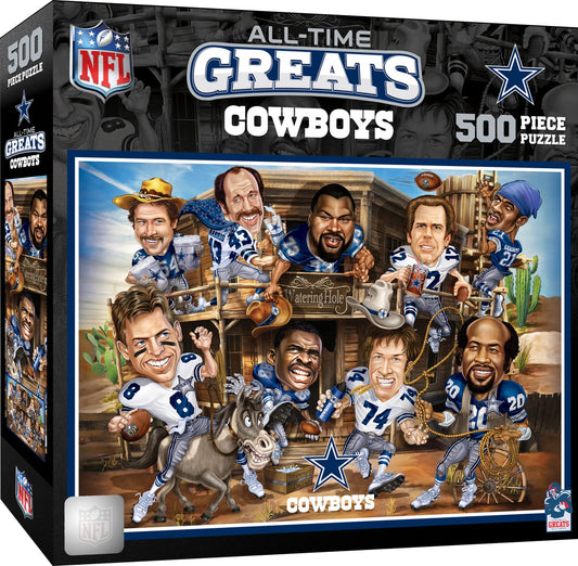 MasterPieces Dallas Cowboys All-Time Greats puzzle cover with bold team artwork for fans