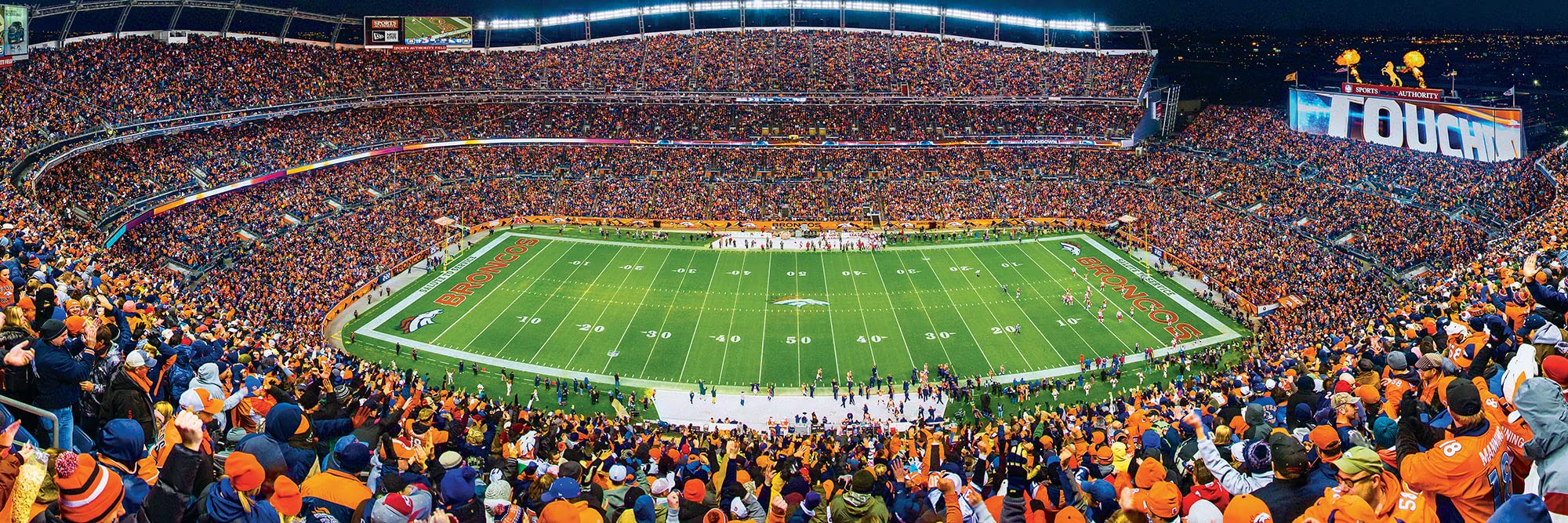 MasterPieces Denver Broncos puzzle box showcasing NFL branding for gift-givers and collectors