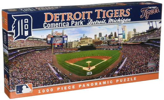 MasterPieces Detroit Tigers center-view panoramic puzzle box, ideal for framing and wall display