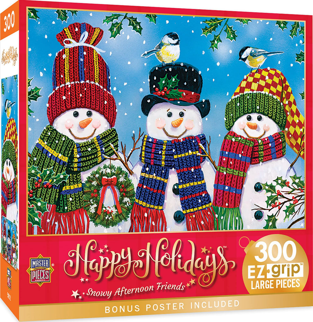 MasterPieces EZ Grip puzzle Snowy Afternoon Friends cover image suggesting family puzzle time