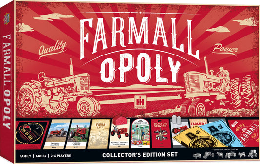 MasterPieces Farmall Opoly tractor tokens ready for collection during play.