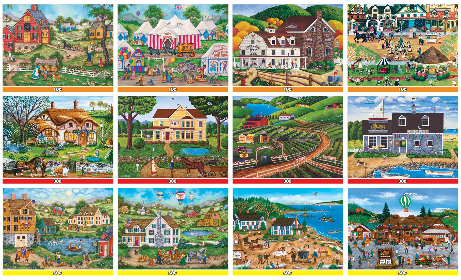 MasterPieces folk-art 300-piece puzzle with detailed interlocking pieces.