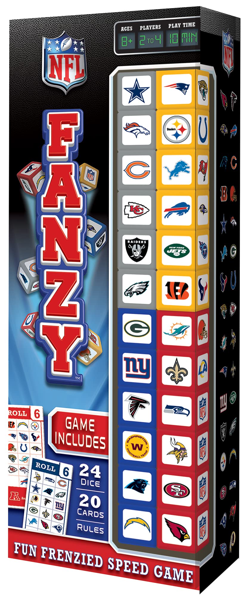 Masterpieces NFL Fanzy game cards for challenging, fast-paced play sessions.