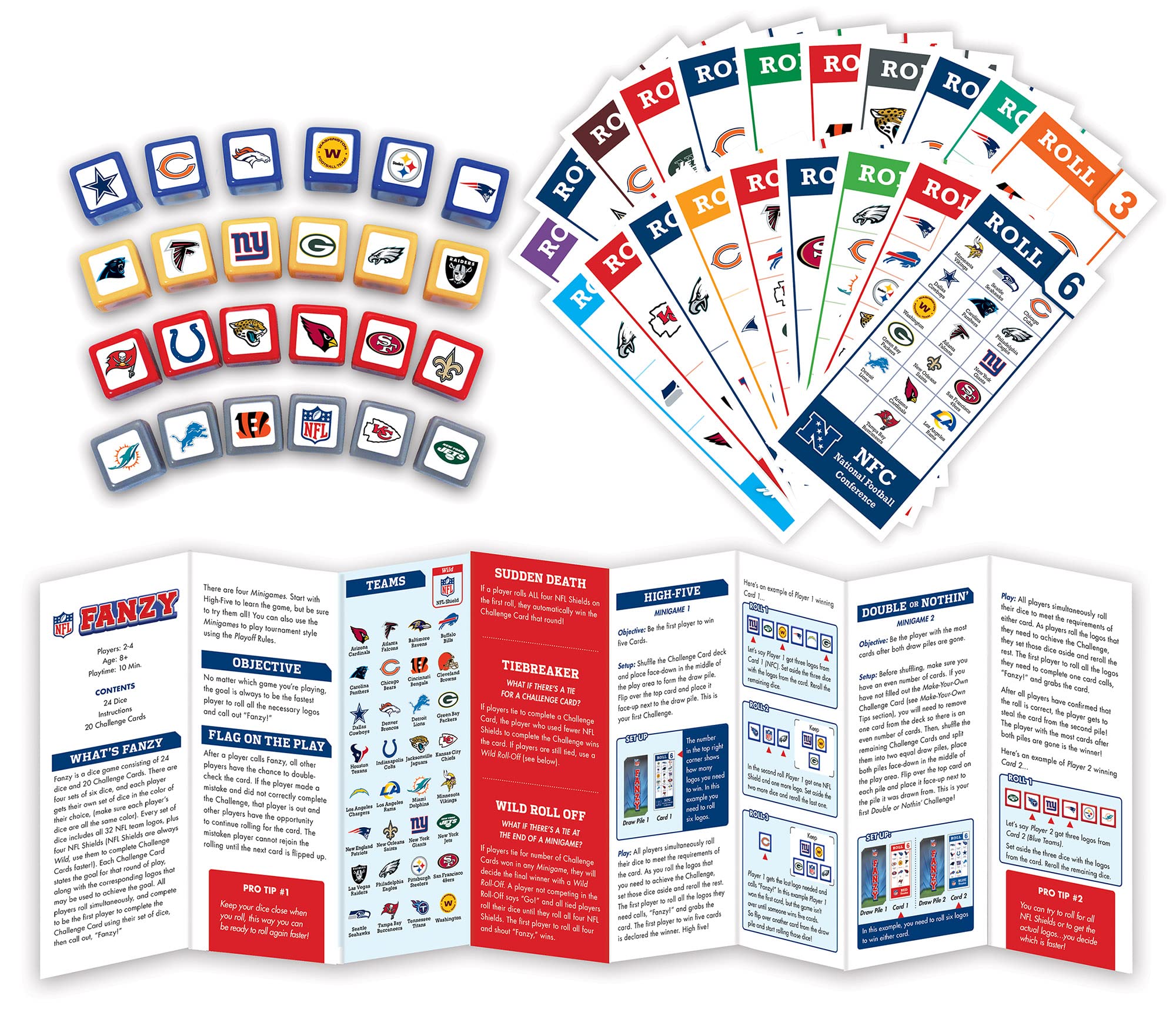 Masterpieces NFL Fanzy box and setup showing easy family gameplay.