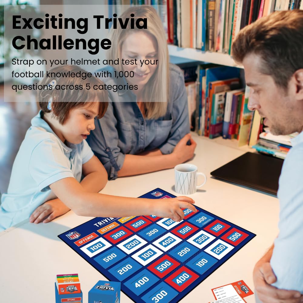 Masterpieces NFL Gridiron Trivia game board closeup shows colorful categories.