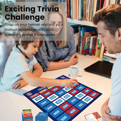 Masterpieces NFL Gridiron Trivia game board closeup shows colorful categories.