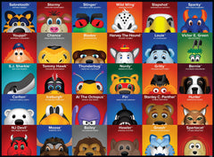 MasterPieces NHL Mascots puzzle box, shown with pieces for easy storage on the go