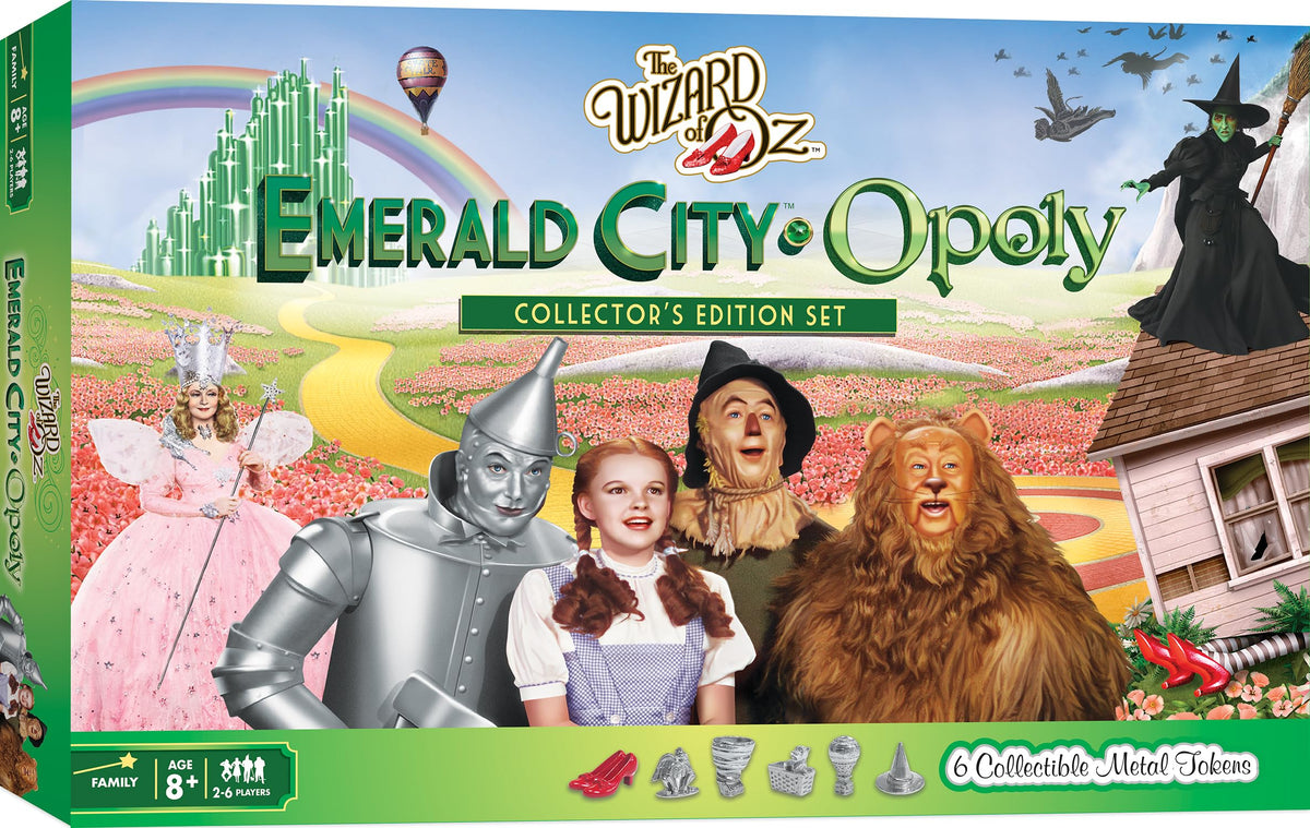 MasterPieces Wizard of Oz Emerald City Opoly board for family game nights.