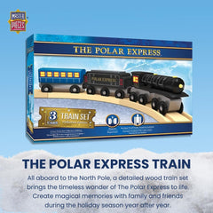 MasterPieces Polar Express hopper car shows magnetic link for quick, secure setup.