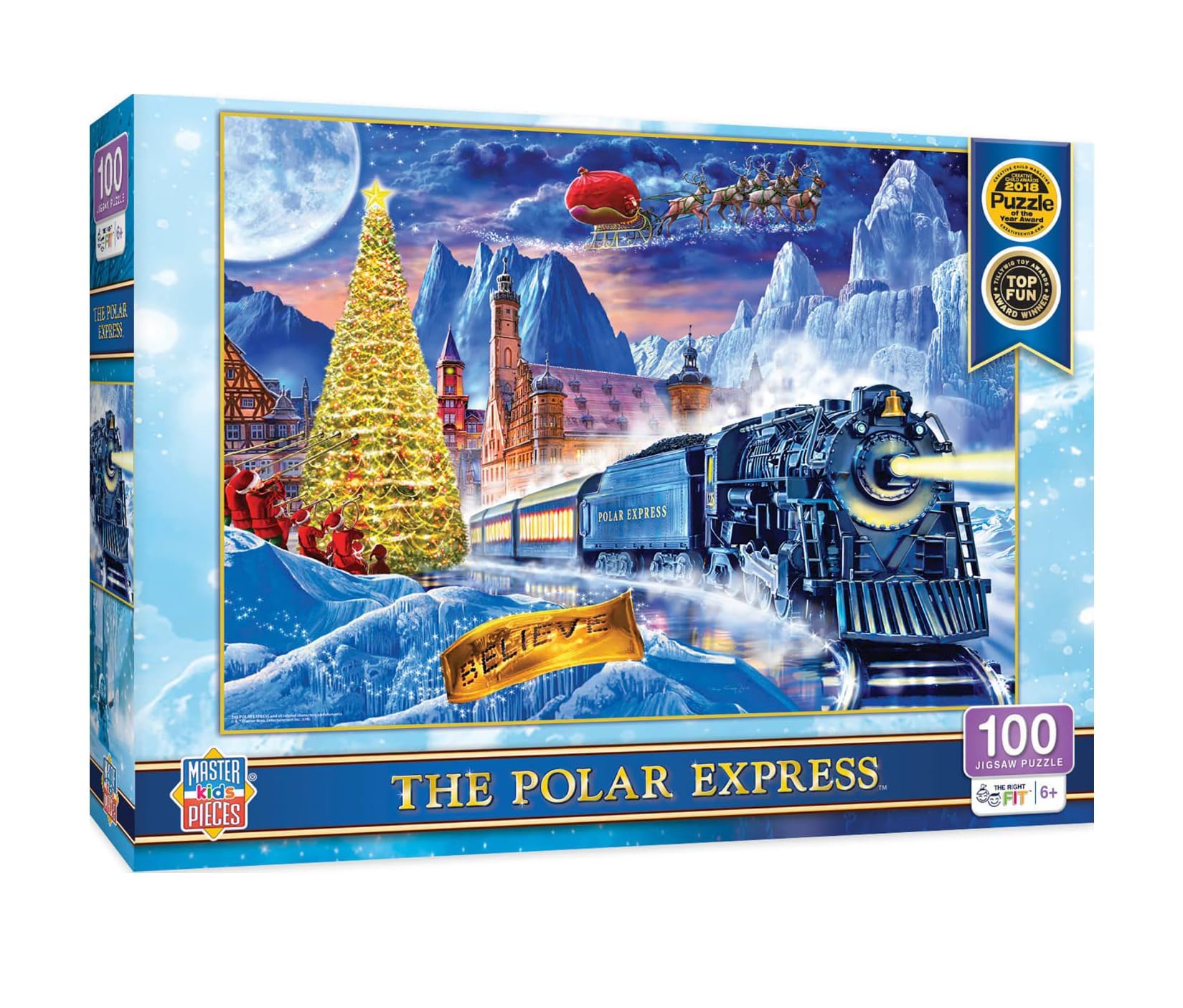 MasterPieces Polar Express puzzle box cover for family-friendly fun.