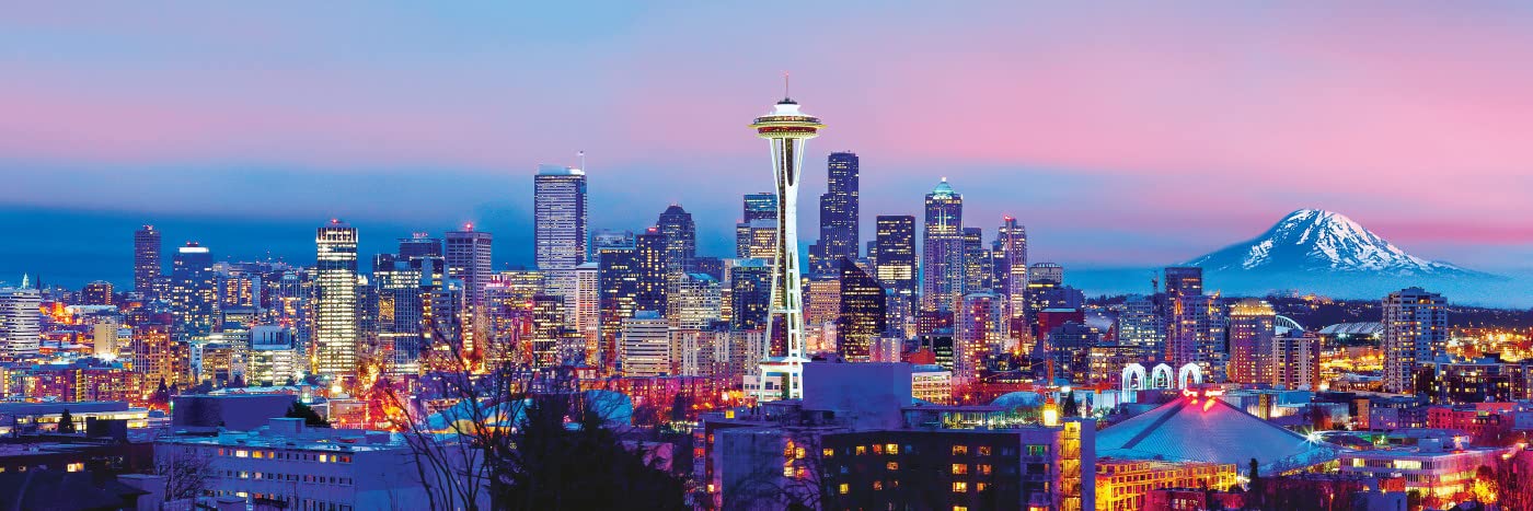 MasterPieces Seattle panoramic urban detail—vibrant colors ideal for display.